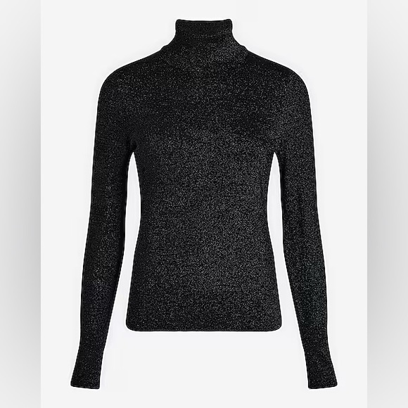 Express Fitted Shine Turtleneck Long Sleeve Sweater - Picture 6 of 9